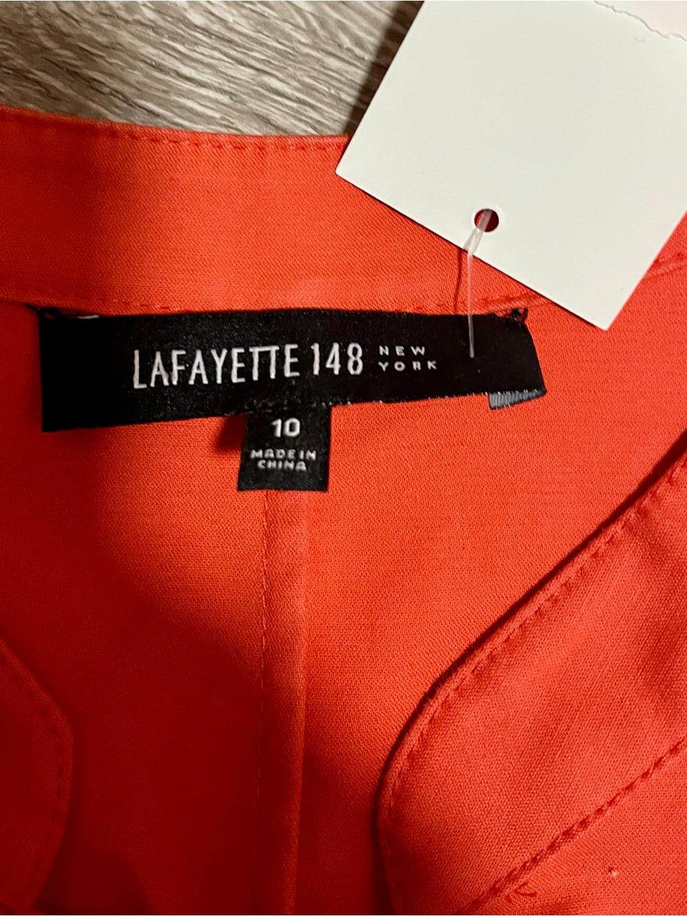 Lafayette 148 New York Short Sleeve A-Line Midi Dress in Bright Orange - Picture 2 of 3
